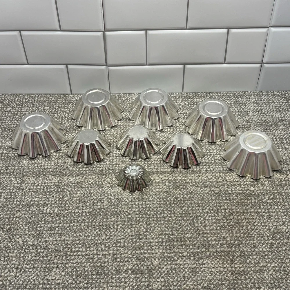 Aluminum‎ Molds VTG Scalloped Fluted Metal Tins Lot Of 9 Jello Cake